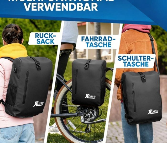 Xcase 3in1-Fahrradtasche für Gepäckträger, wasserdicht, (Foto: PEARL GmbH)
